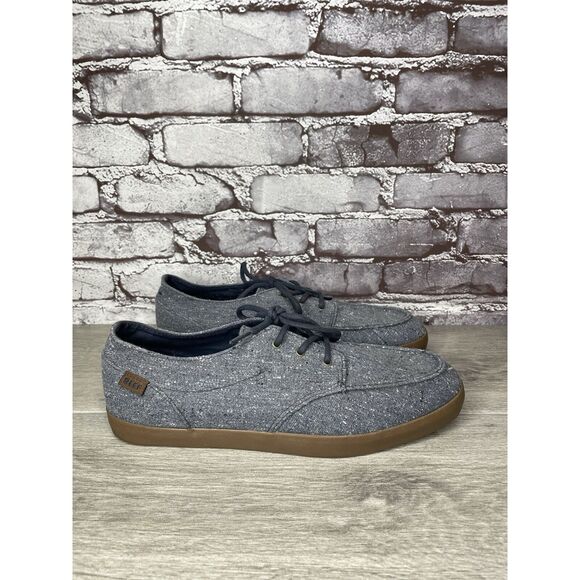 Reef Deck Hand 2 TX Gray Blue Canvas Boat Lace Up Beach Sneakers Men 10M US/43EU - Picture 1 of 16